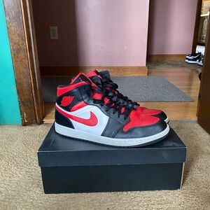 Jordan Men's High-Top Sneakers in Red, Black & White